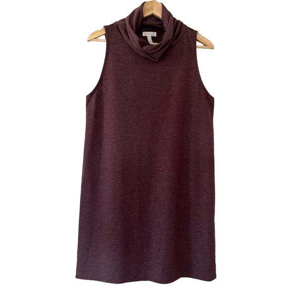 Leith Burgundy Stem A-Line Knit Cowl Turtleneck Sleeveless Mini Dress‎ Large - Picture 1 of 7